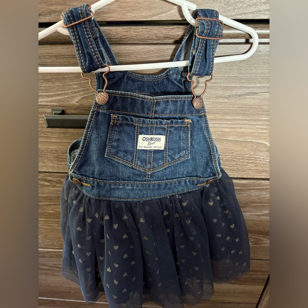 Girl Oshkosh Overall Dress, Sz 18 mos